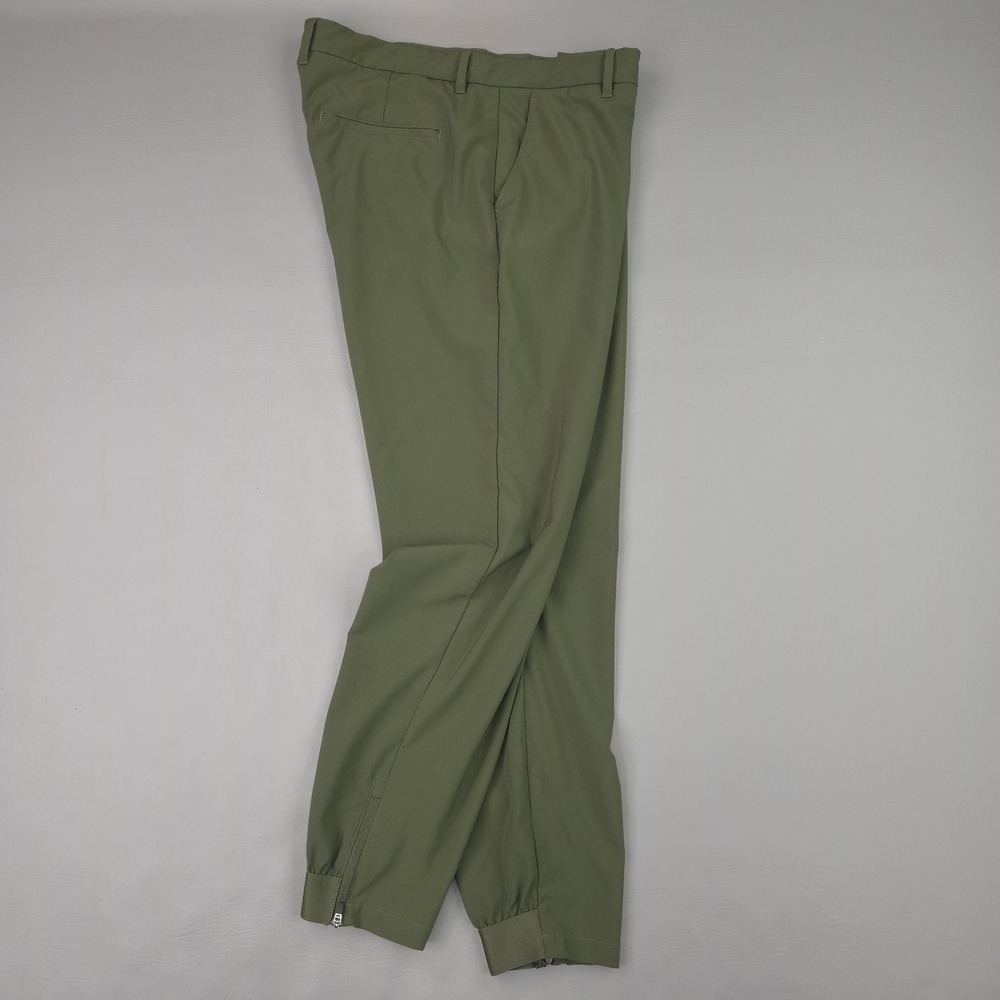 Primo Jogger Pants Mens 36 Regular Green Stretch Woven Golf Zip Ankle Pockets
